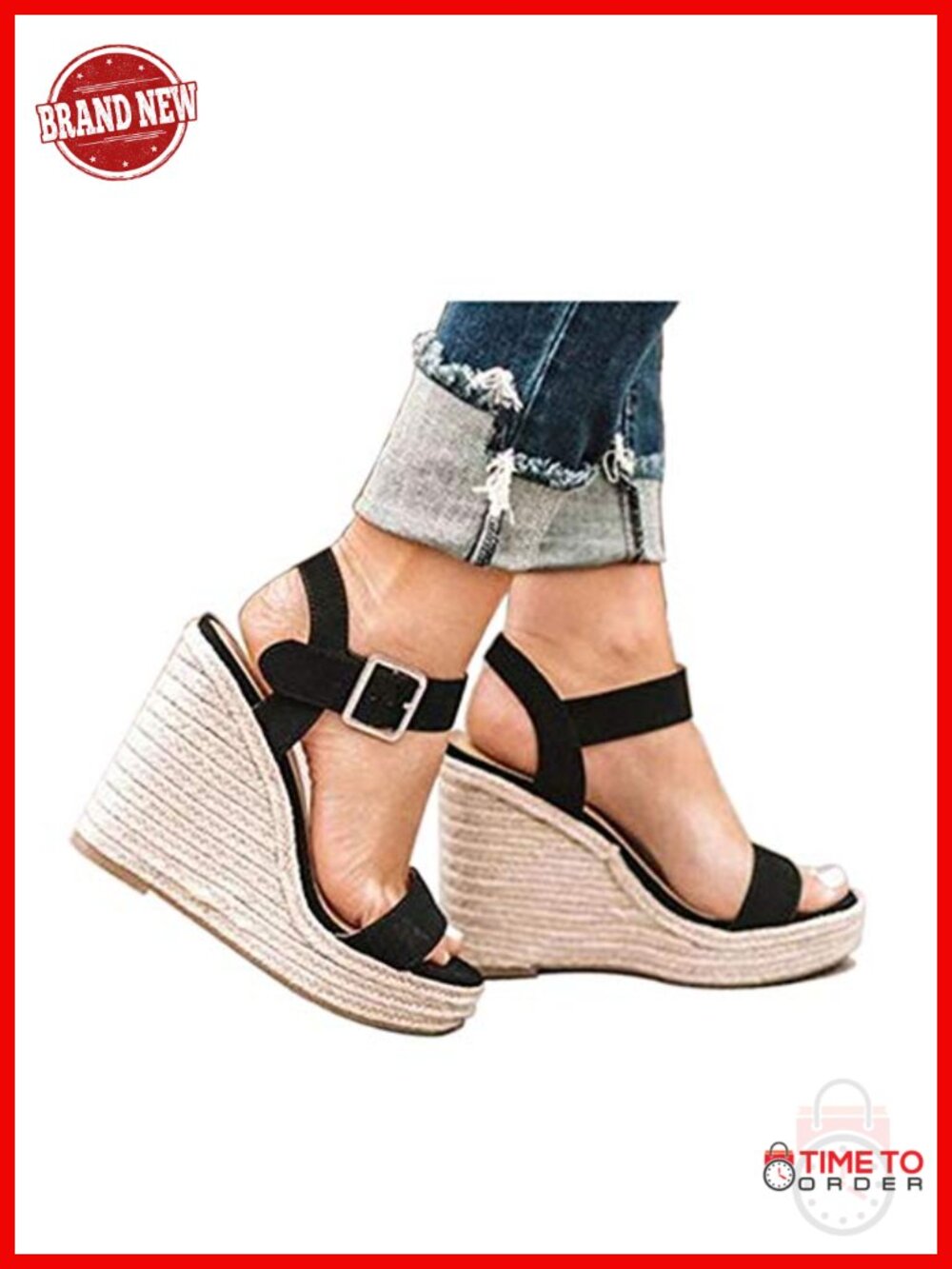 Women's Platform Wedge Sandals Ankle Strap Open Toe Suede Casual Summer